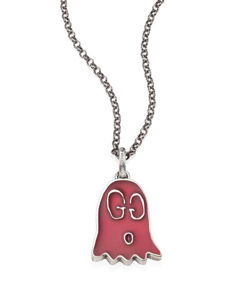 silver gucci ghost necklace|Gucci ghost necklace pendant pink.